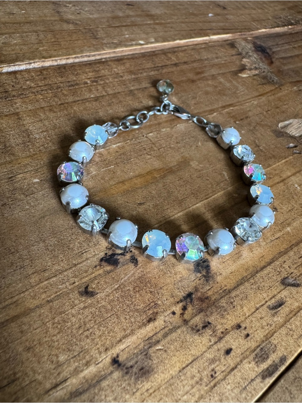 Sabika white opal crystal pearl bracelet 7” - 8 1/2” - Picture 2 of 9